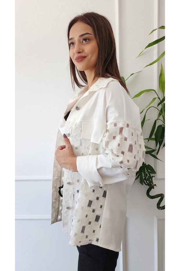 Delikli Gömlek Ceket - 2