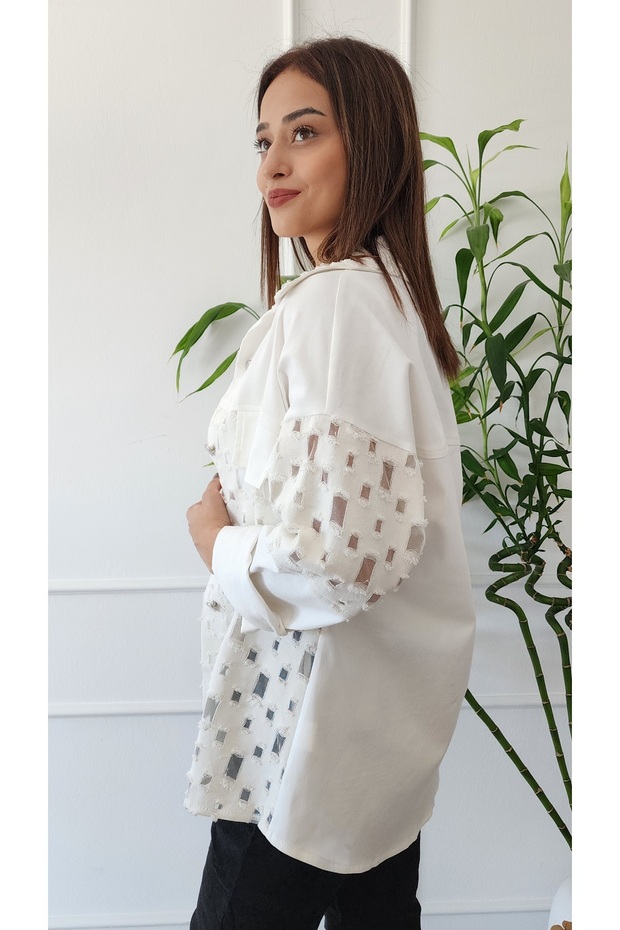 Delikli Gömlek Ceket - 4