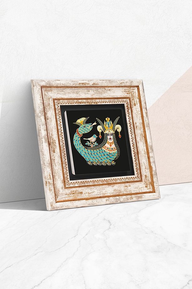 Şahmeran Taş Duvar Tablosu Çerçeveli Duvar Dekoru Wall Art Tk1-08 - 1