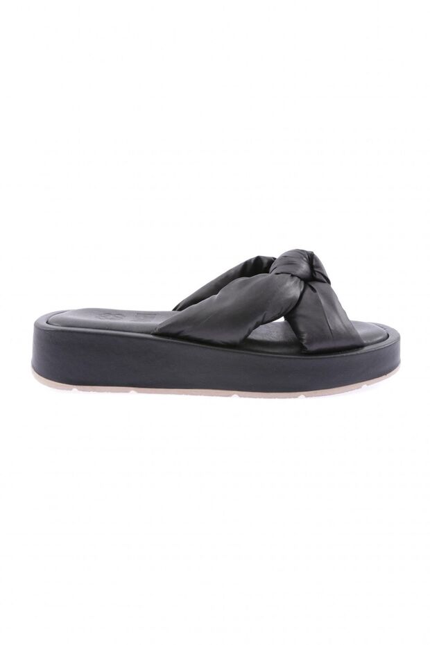 006 Women's Twisted Banded Thick Sole Slippers Black Parachute