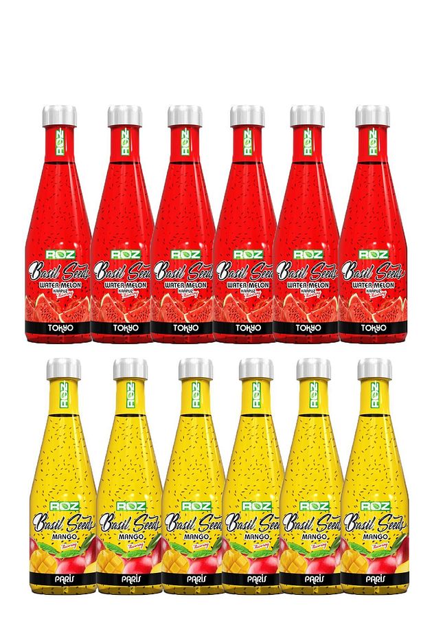 Basil Seeds Karpuz Ve Mango Fesleğen Tohumlu Içecek 330ml*12'li Set - 1