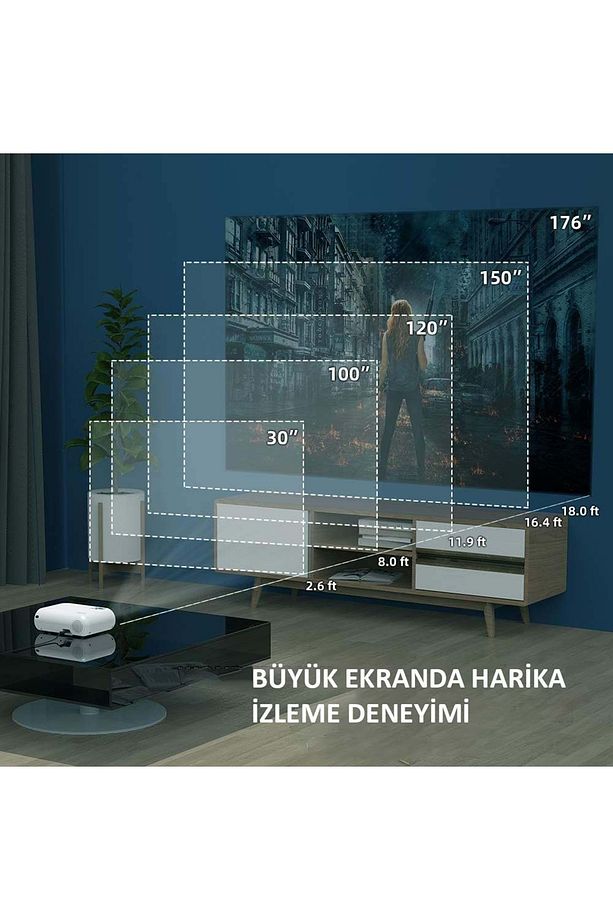 1080P Mini Taşınabilir Wifi iOS & Android Telefon Yansıtma P62 Model Projeksiyon Cihazı - 4