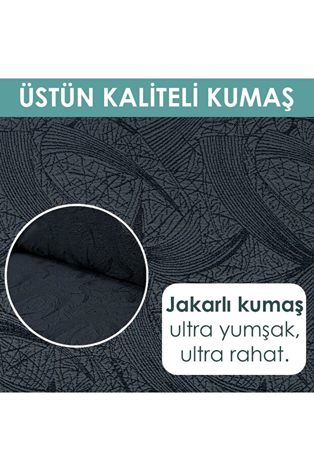 Streç Lastikli Esnek Yıkanabilir Pamuklu Sehra Desen 3+3+1+1 Jakarlı Koltuk Örtüsü - 3