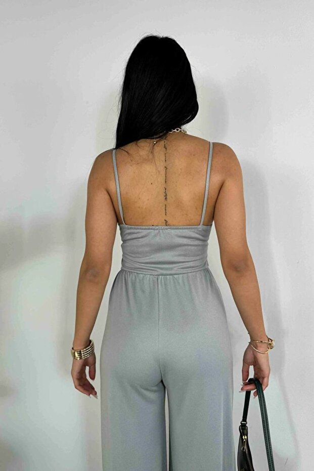 Kadın Likralı İp Askılı Tulum - 7