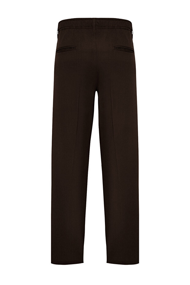 Kahverengi Pileli Klasik Baggy Fit Kumaş Pantolon TMNSS24PL00024 - 7