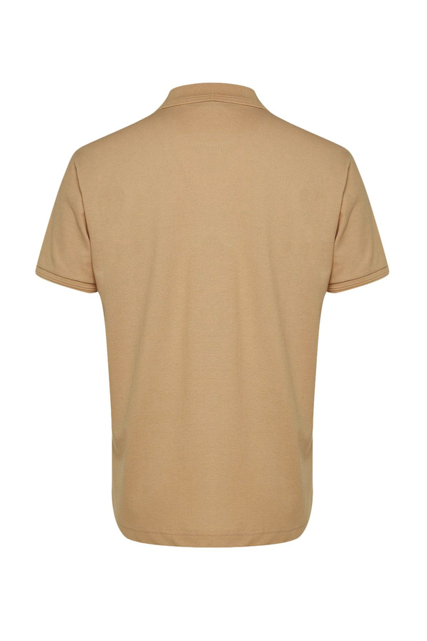 Beżowa, prążkowana, dopasowana koszulka polo z kołnierzykiem - 100% bawełny Tmnss20Po0009 - 9