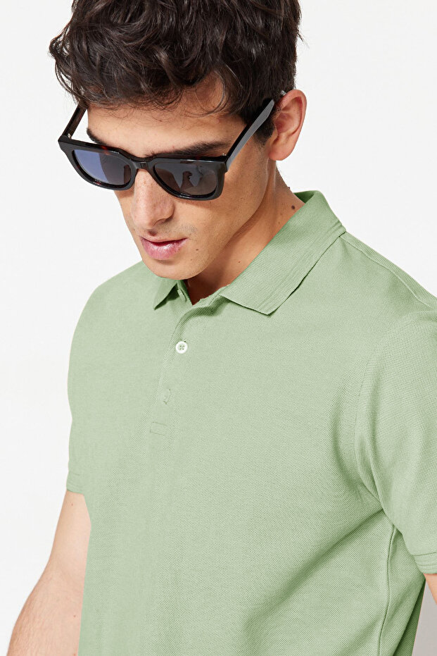 Mint Slim/Dar Kesim Yakası Çizgili Basic %100 Pamuklu Polo Yaka T-shirt TMNSS20PO0009 - 1
