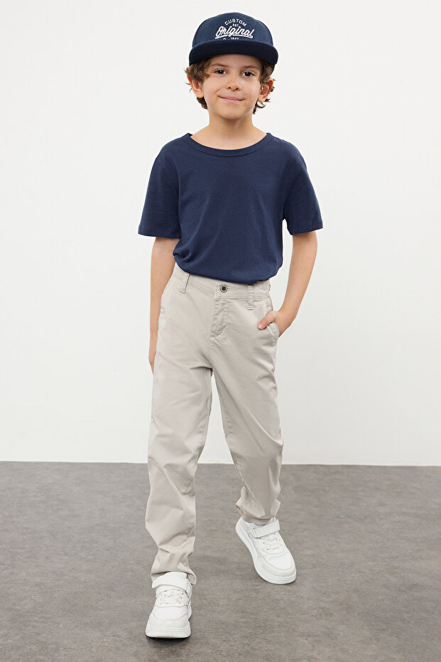Taş Erkek Çocuk Regular Pamuklu Esnek Ayarlanabilir Lastikli Chino Dokuma Pantolon TKDSS24PL00006 - 1
