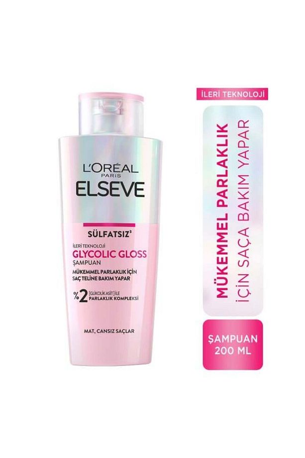 L'Oréal Paris Elseve Glycolic Gloss Mükemmel Parlaklık için Bakım Yapan Şampuan 200ml - 1