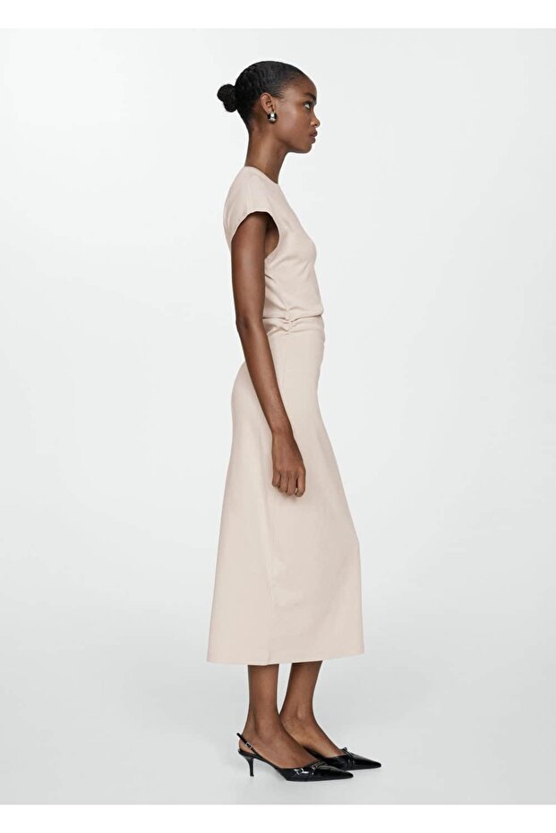 %100 pamuklu drape elbise - 6