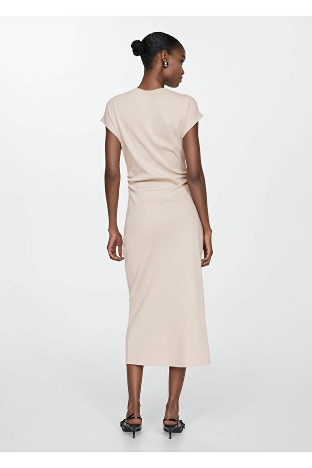 %100 pamuklu drape elbise - 4