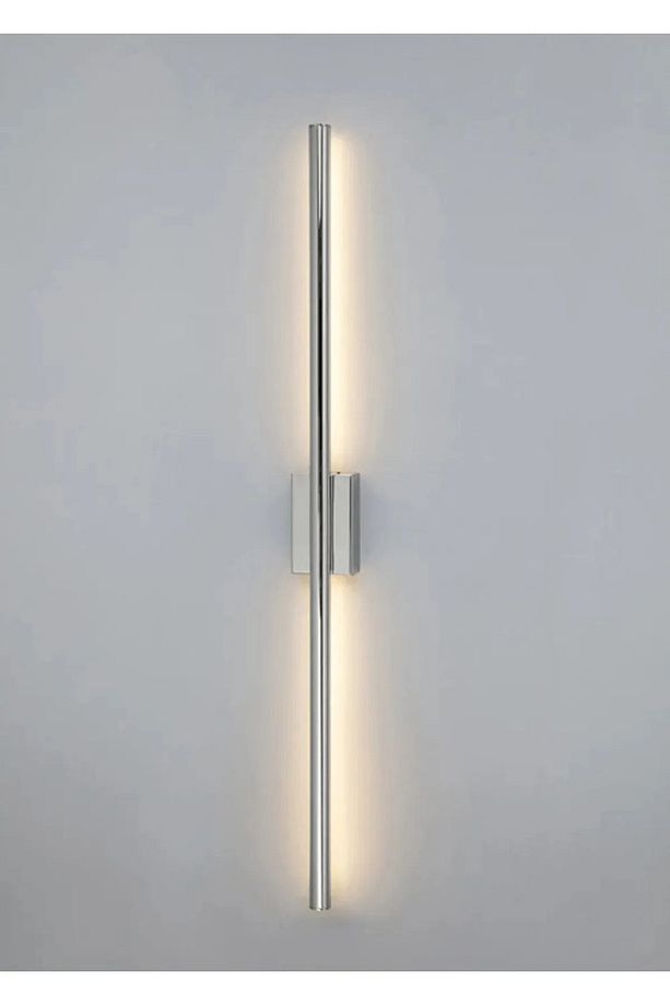 Krom Renk Modern Dekoratif Led Duvar Aplik Uzun Çubuk Led Tekli 80 cm Gün Işığı - 2