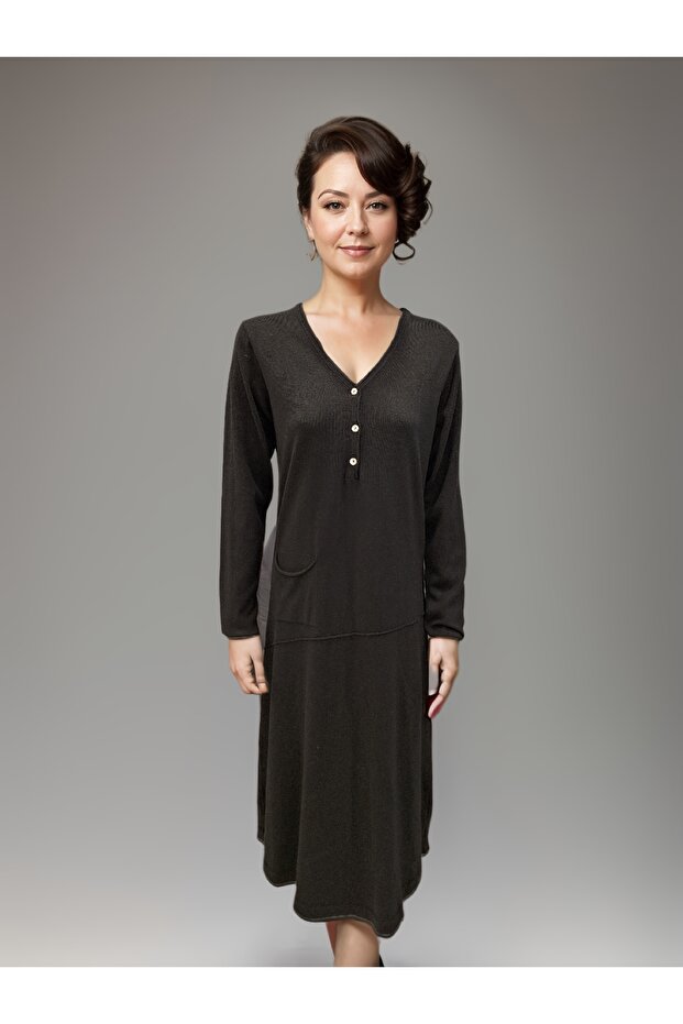 100% Cotton Long Sleeve Midi Length Knitwear Dress