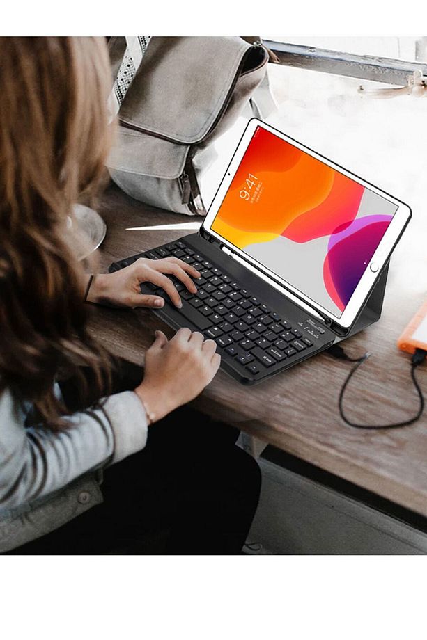 Apple Ipad 6. Nesil A1893 A1954 Kılıf Bluetooth Klavye Kablosuz Keyboard Standlı 9.7 Inç - 3
