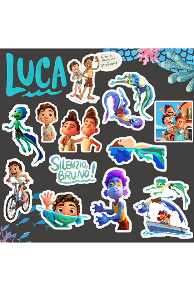مجموعة ملصقات Pixar Luca - الكمبيوتر المحمول، الكمبيوتر المحمول، ملصقات الهاتف