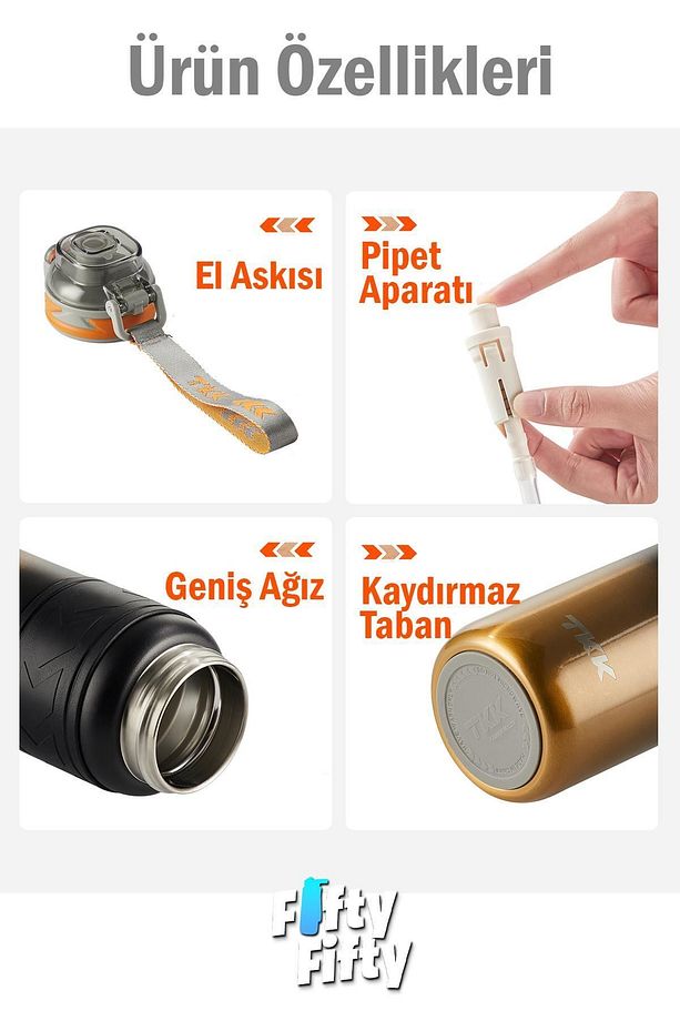 TKK 500 ML Çelik Termos Çift Kullanım Pipetli/Rahat İçim -12/24 Sıcak-Soğuk- Yalıtım -2022500ML - 5