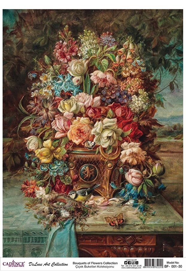 سلسلة الزهور Bf 01 - ديكوباج نحاسي مقاس 30x42