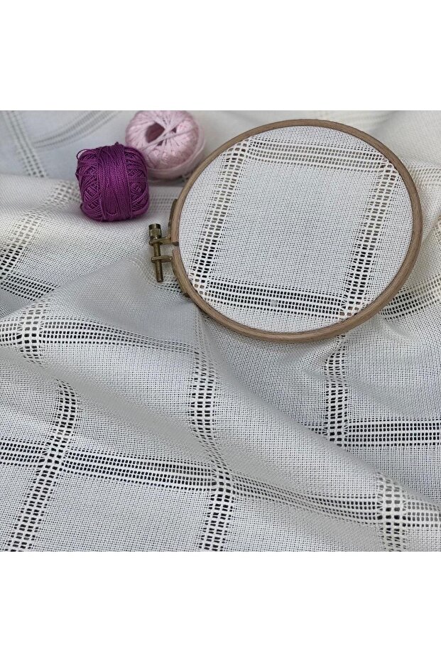 Bosna Etamin Embroidery Table Cloth Fabric Cream