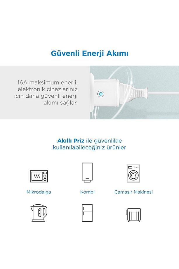 Akıllı Wi-fi Destekli 16a Uzaktan Kontrollü Akım Korumalı Tekli Priz - Uygulama Üzerinden Kontrol - 5