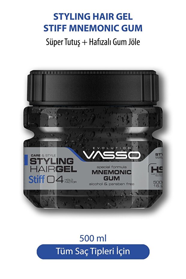 24 Saat Üstün Tutucu Özellikli Islak Görünümlü Hafızalı Saç Jölesi Stiff Mnemonic Gum Gel 500 ml - 1