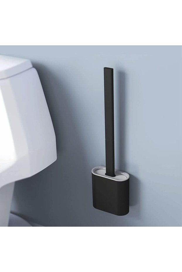 Black Color Silicone Bathroom Toilet Bowl Cleaning Brush And Holder Wc Toilet Brush