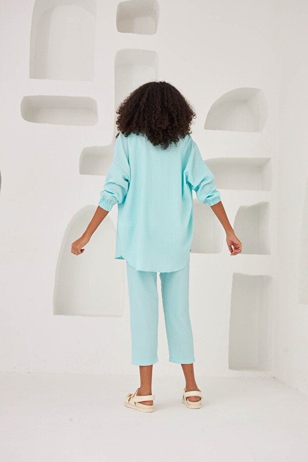 قميص كبير الحجم منقوش بجيب مزدوج - 5