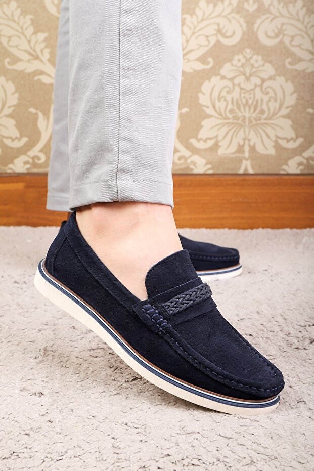 Férfi alkalmi naplopó - valódi bőr és velúr, Trapani modell - 6