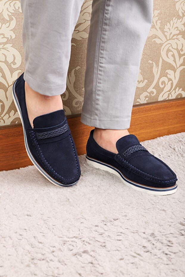 Férfi alkalmi naplopó - valódi bőr és velúr, Trapani modell - 5