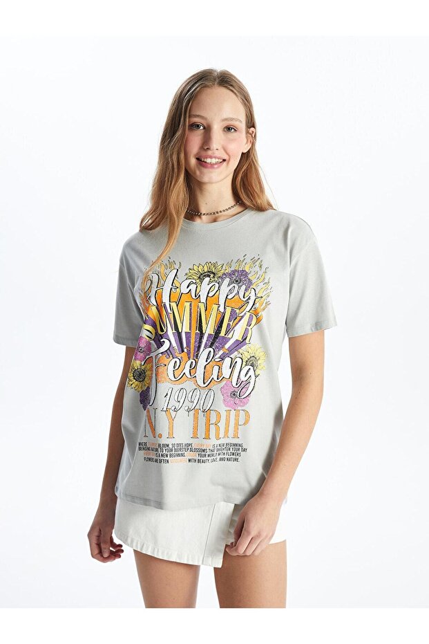 XSIDE Crew Neck Printed Short Sleeve Women's T-Shirt