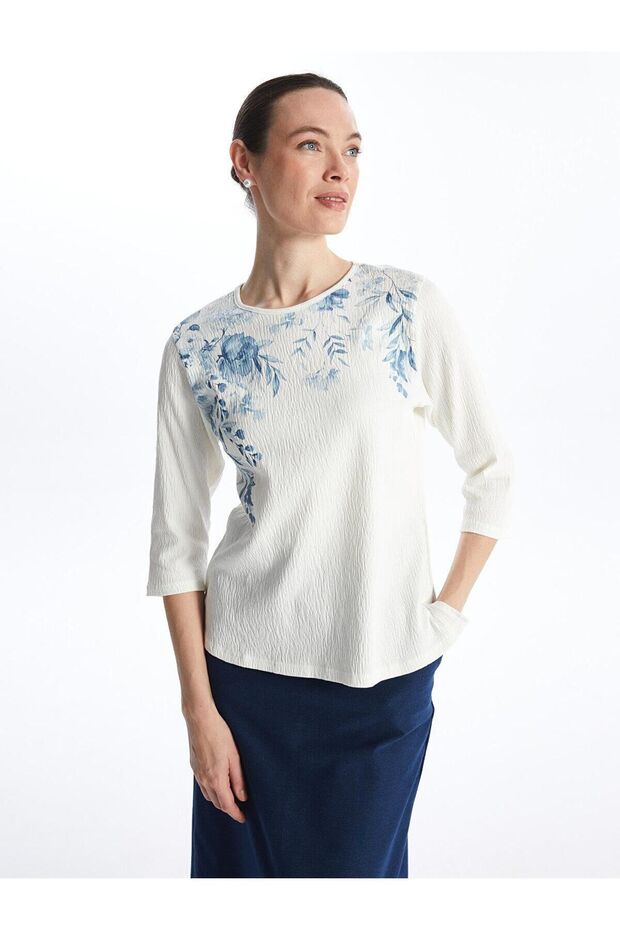 LCW Grace - Floral Print Crew Neck Women's Blouse