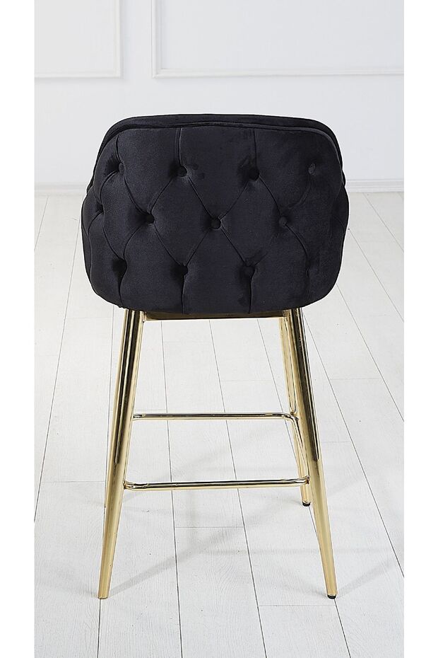 2 Adet Titan Ada Mutfak Ve Bar Sandalyesi - Bar Taburesi - Silinebilir Babyface Kumaş - Gold Ayak - 5