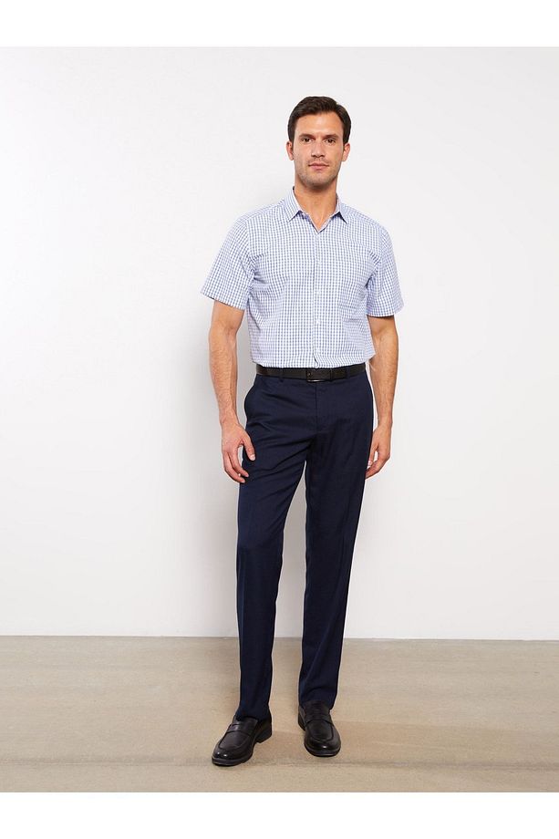 Regular Fit Kısa Kollu Ekose Poplin Erkek Gömlek - 3