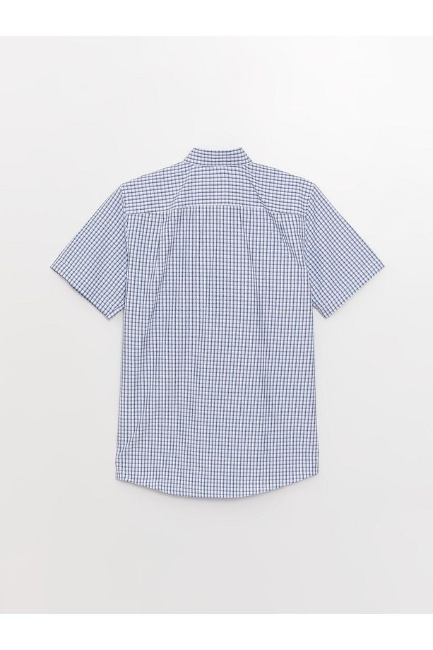 Regular Fit Kısa Kollu Ekose Poplin Erkek Gömlek - 7