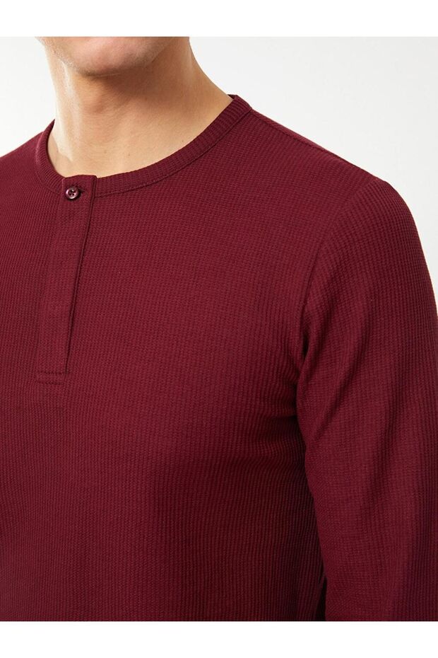 LCWAIKIKI Basic Bisiklet Yaka Uzun Kollu Erkek Tişört - 4