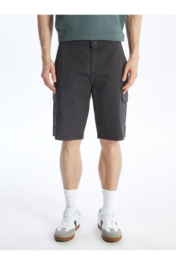LCW Casual Standart Kalıp Gabardin Erkek Kargo Şort - 4