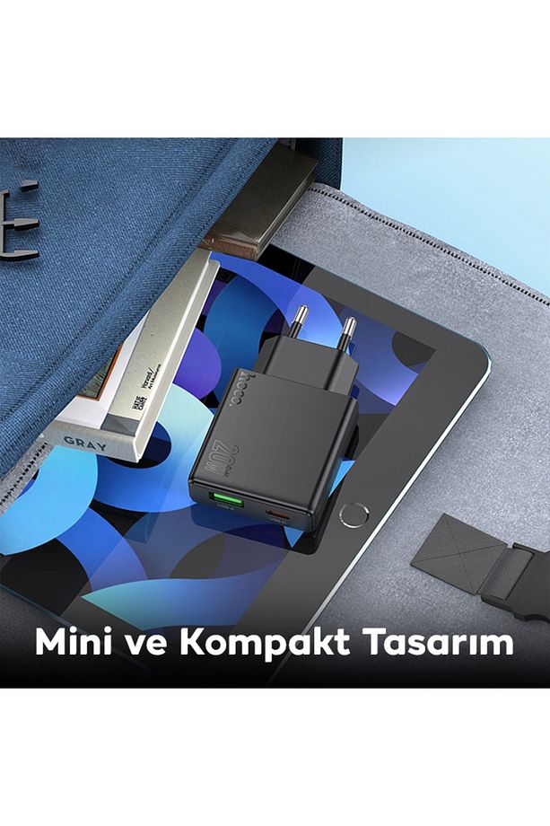 N38 Delgado PD20W + QC3.0 Hızlı Şarj Adaptörü SİYAH - 2