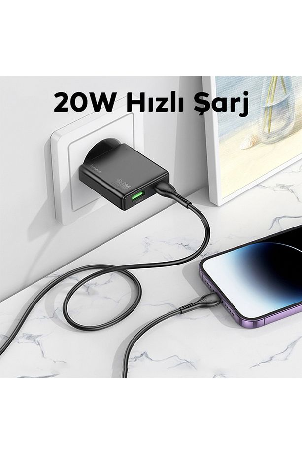 N38 Delgado PD20W + QC3.0 Hızlı Şarj Adaptörü SİYAH - 3
