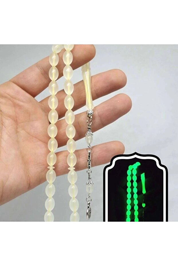 مسبحة صلاة من مسحوق عين القطة باللون الفضي