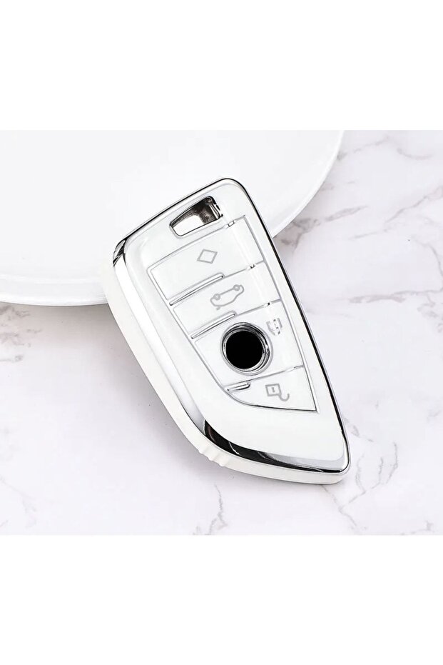 Bmw G30 Glossy White Silver Key Case