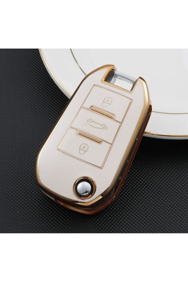 Citroen C-elysee Switchblade Glossy Key Case White Color
