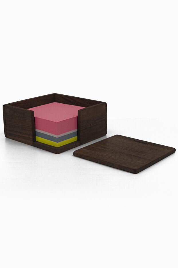 Walnut Patterned Cube Note Paper Box - 5