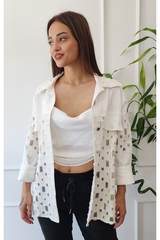 Delikli Gömlek Ceket - 6