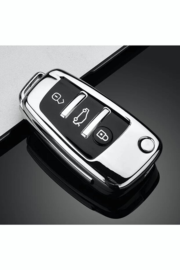 Audi A3 8p Key Case Luxury Shiny Silver Color