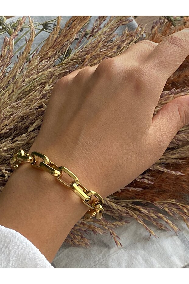 Jeweler's style thick stainless steel bracelet (21 cm including extension clasp)