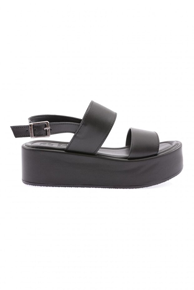 9910-23Y Women's Strappy Thick Sole Sandals Black