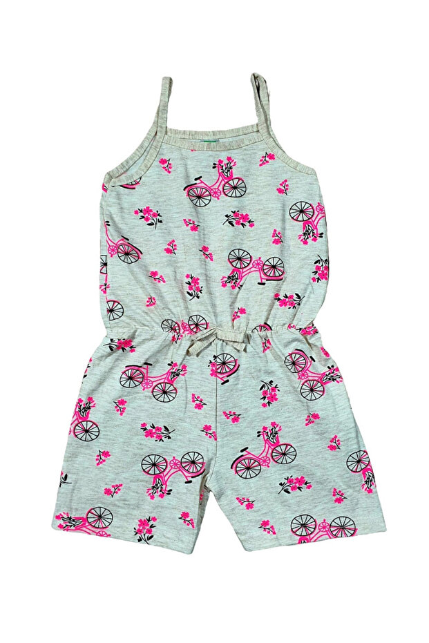 Girl's Patterned Combed Jumpsuit