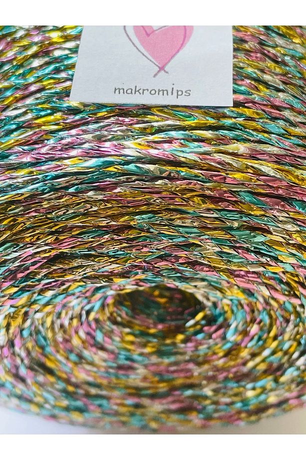 PREMIUM TWİSTED METALİK KAĞIT 250grX4 adetPOLYESTER PARLAK BÜKÜMLÜ ÇANTA İPİ ÖRGÜ SÜSLEME PAKET İP - 5