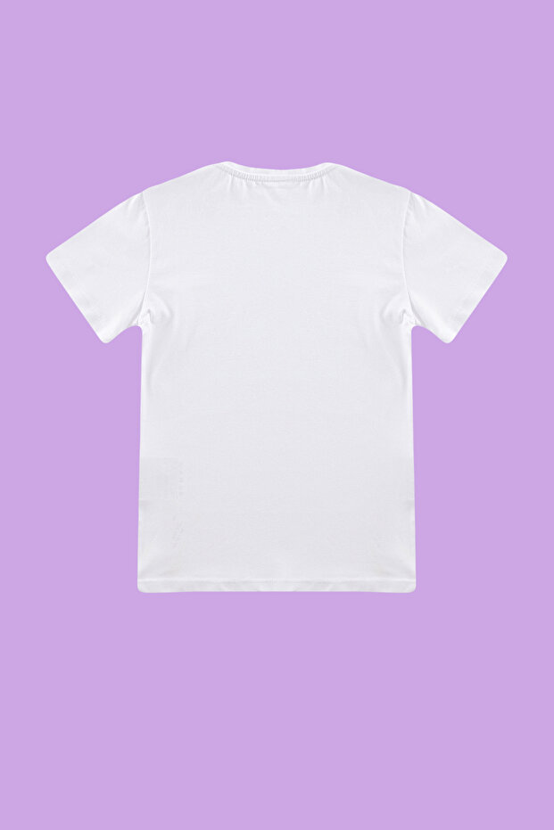 Beyaz Unisex Pamuklu Basic Regular/Normal Kalıp Bisiklet Yaka Kısa Kol Örme T-Shirt TKDSS24TS00017 - 4