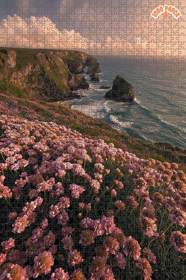 Arzunun Sahil Çiçekleri Dekoratif Çift Katlı Çerçeveli Asılabilir Ahşap Puzzle 1000 PARÇA 70X50 - 1