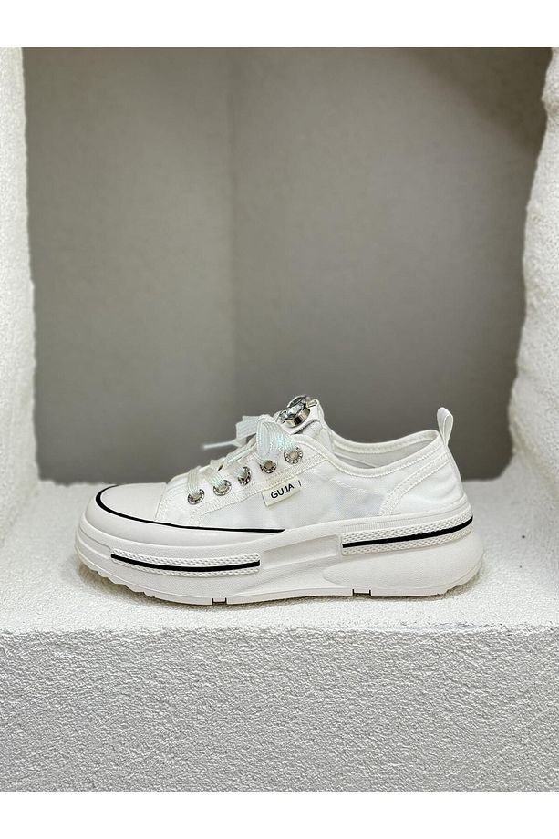 24Y389 SİMLİ BAĞCIKLI TAŞLI 5CM KALIN TABAN CONVERSE AYAKKABI KADIN - 3